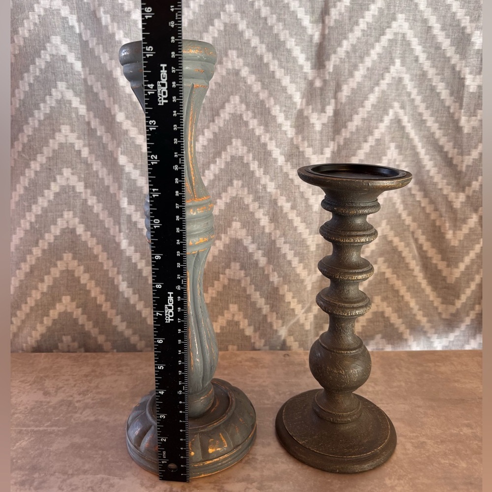 Decorative Blue Gray and Dark Grey Candle Holders Set - Home Accents - Picture 7 of 14
